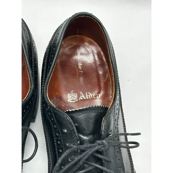 VINTAGE Alden 637 Wingtip Oxford Black Leather Dress Shoes- Truflare Sz 10.5 A/C - Picture 11 of 13